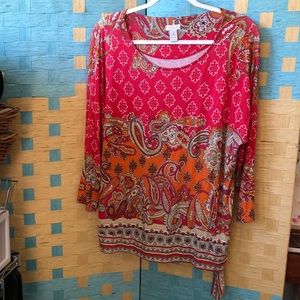 Chico's Red and Orange Paisley Tunic